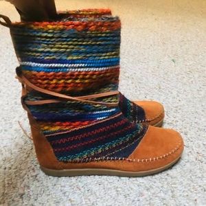 Toms Boots w southwest knit & leather tie